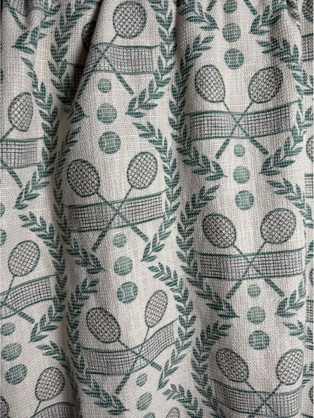 Tennis Racket Boxwood Woven Cream And Green Afghan Blanket 50x60in Boy Decor